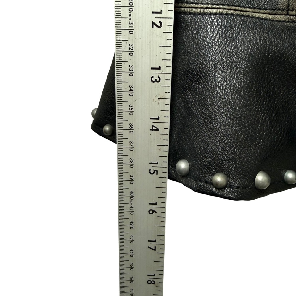 Zara Basic Black Faux Leather Studded Asymmetrical Ruffle Mini Skirt Small - Picture 6 of 9